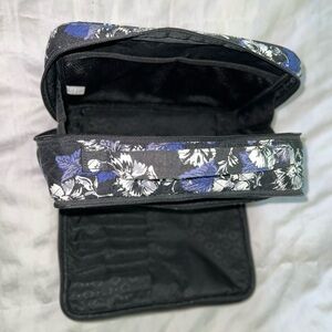 Vera Bradley Frosted Floral Blush and Brush cosmetic case black purple GUC